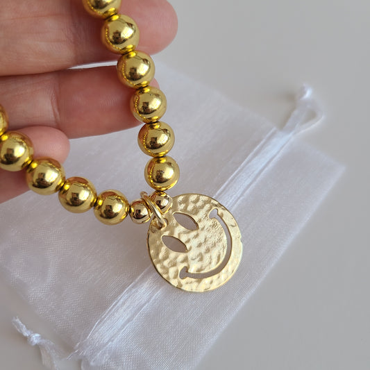 Gold Happy Face Bracelet