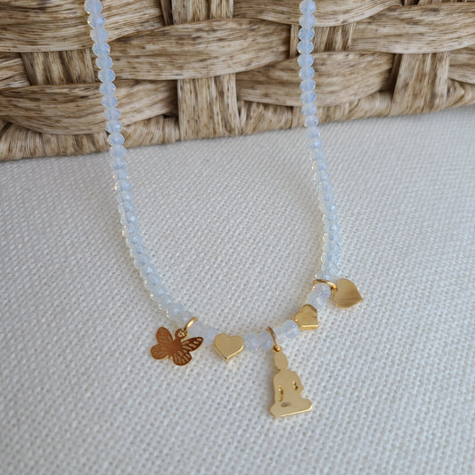 Collier en cristaux de Murano blancs