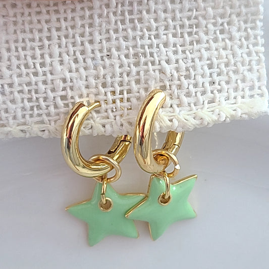 Samantha Huggie Hoop Earrings - Green