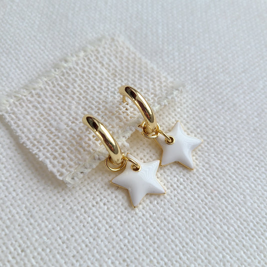 Samantha Huggie Hoop Earrings - White