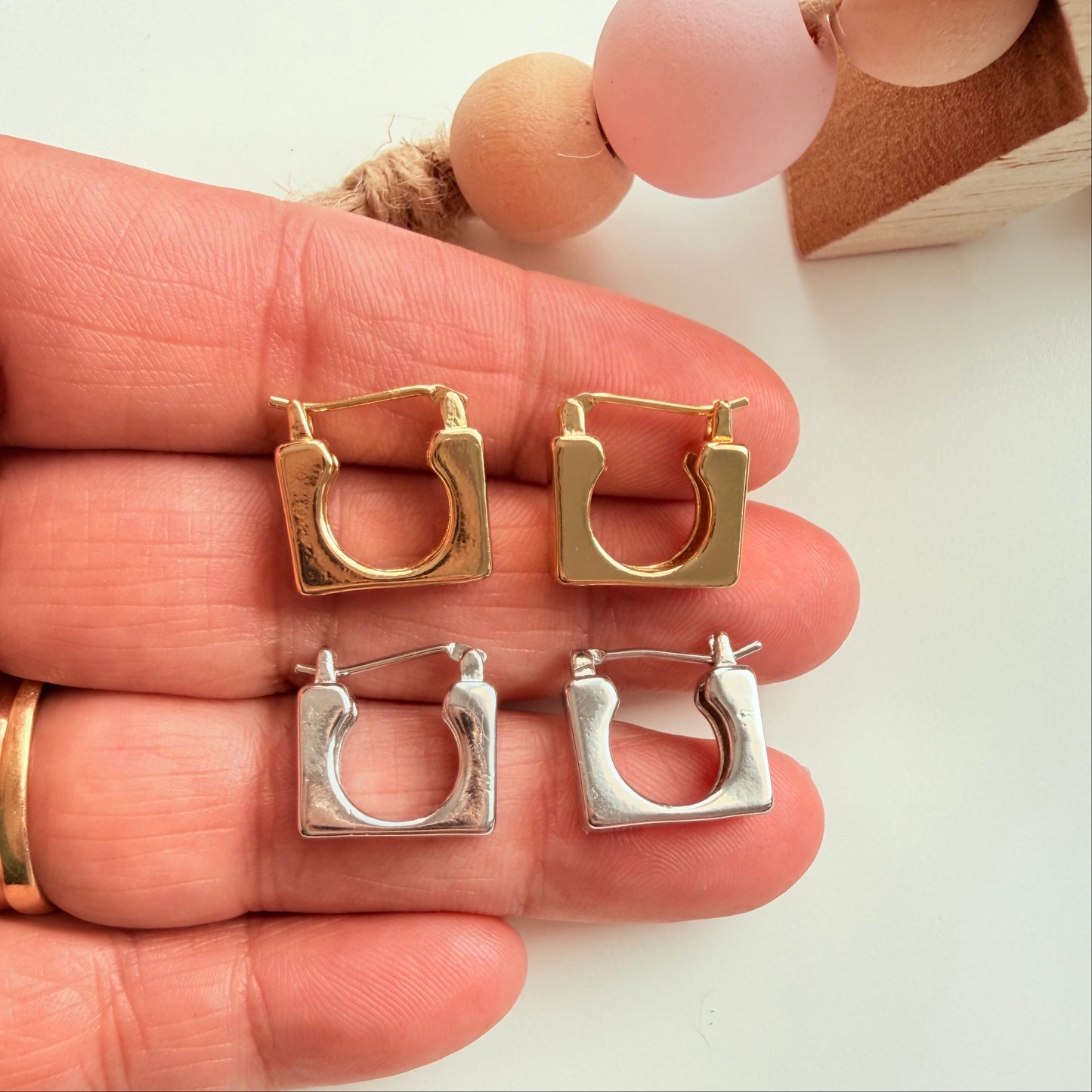 Square Gold Earrings