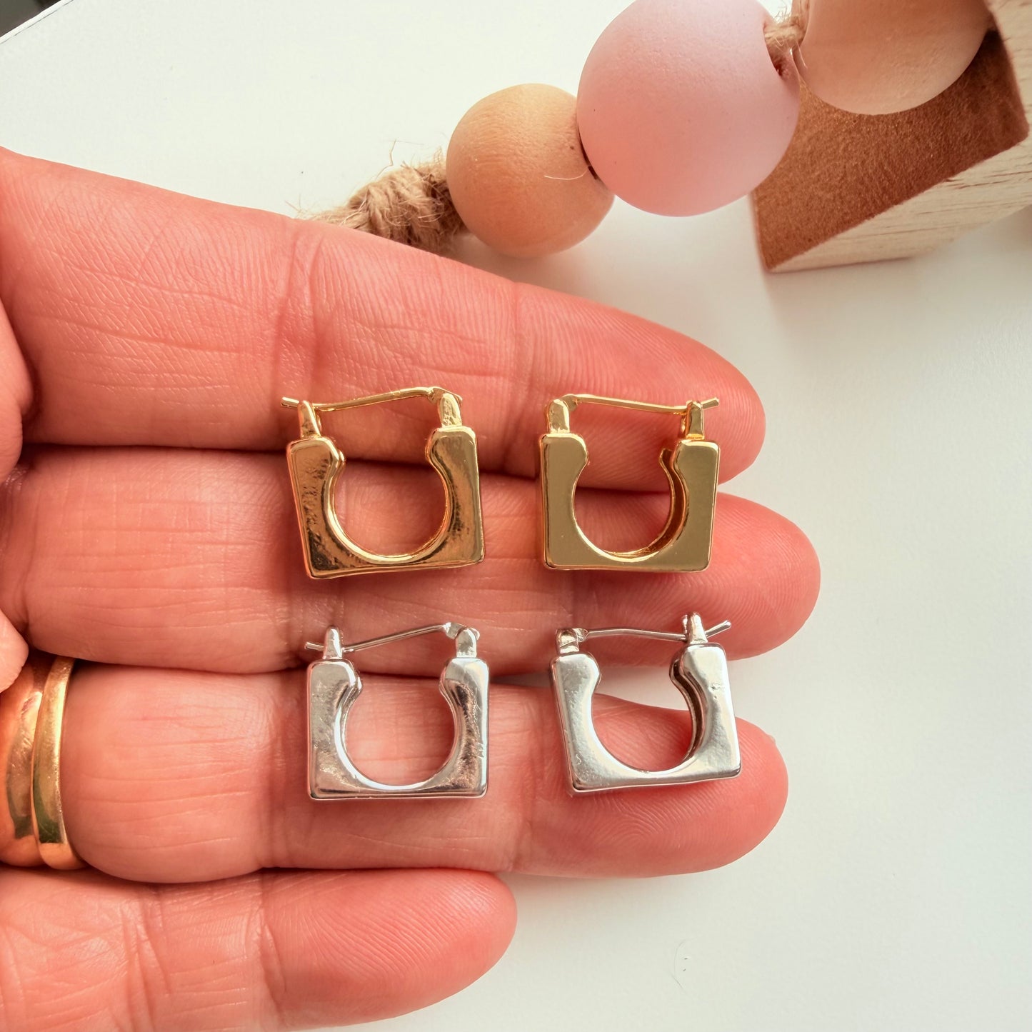 Square Silver Earrings