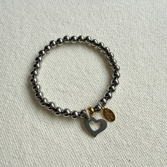 Silver & Silver Heart Bracelet