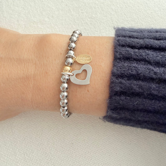 Silver & Silver Heart Bracelet