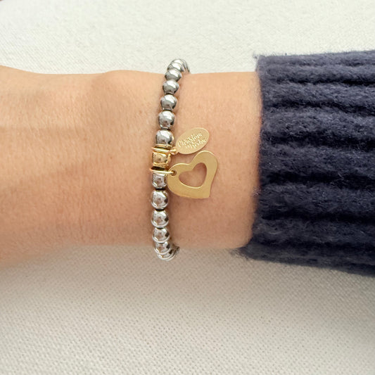 Silver & Gold Heart Bracelet