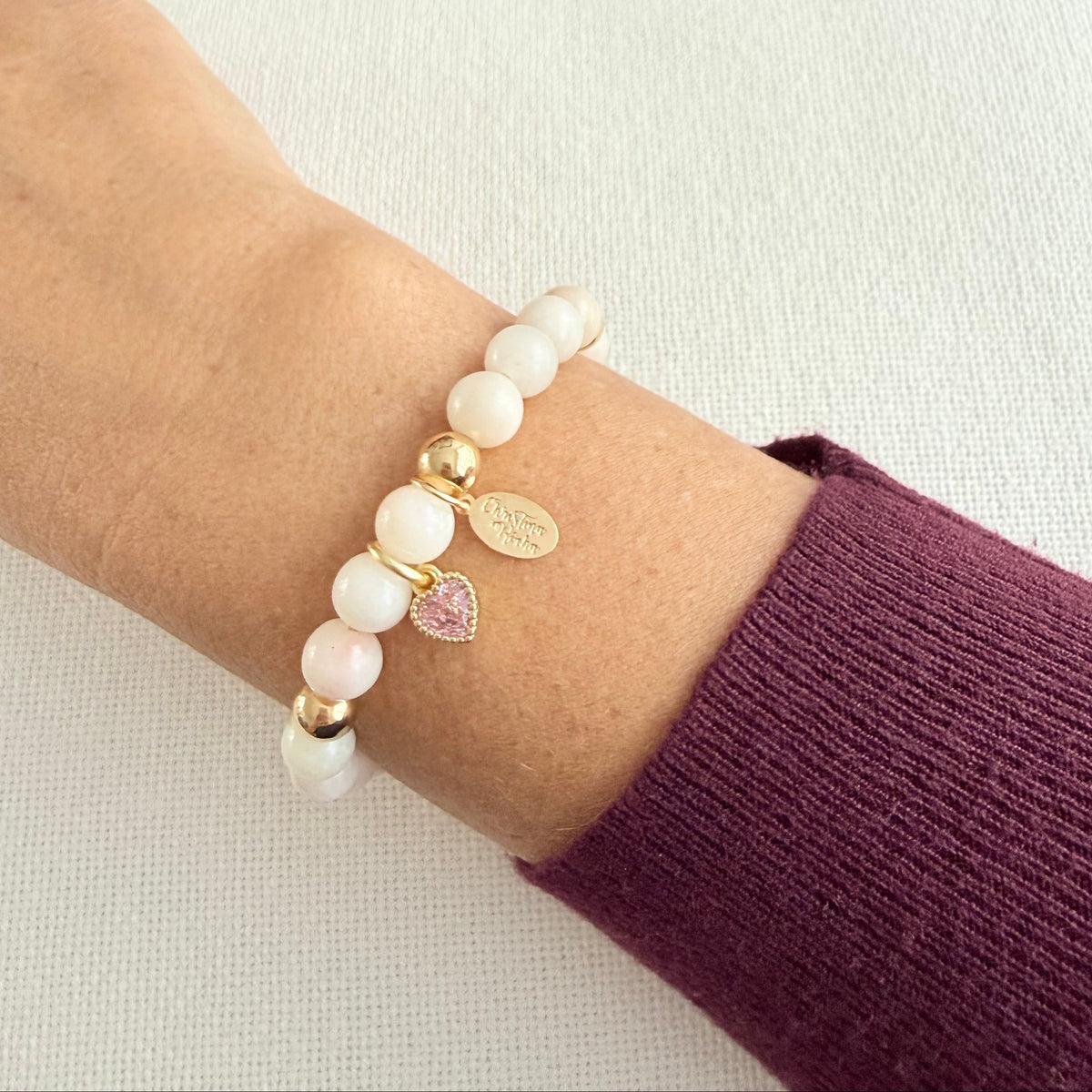 Jade Pink Heart Bracelet