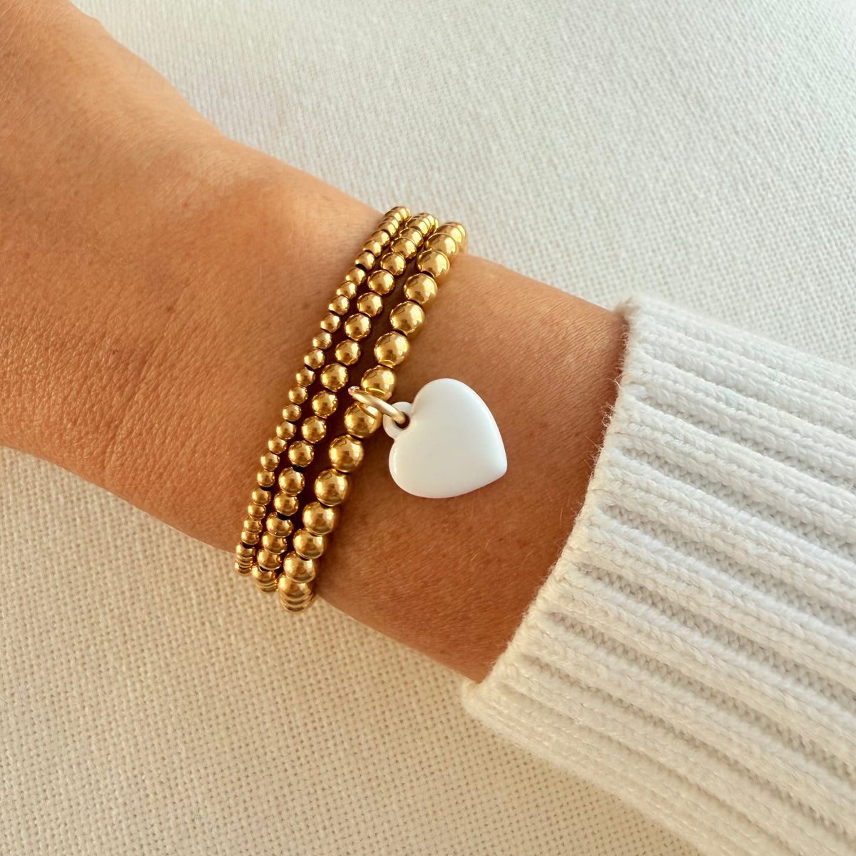 Delicate White Heart Trio Bracelet