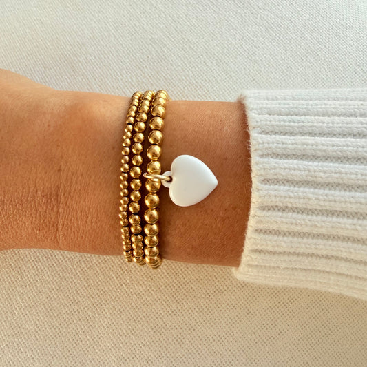 Delicate White Heart Trio Bracelet