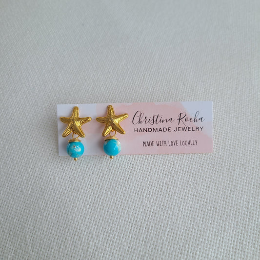 Boucles d'oreilles turquoise - Étoile de mer