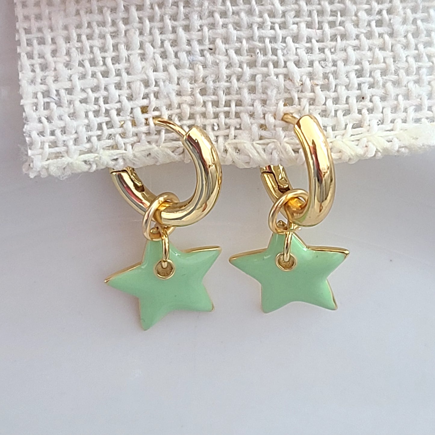 Samantha Huggie Hoop Earrings - Green