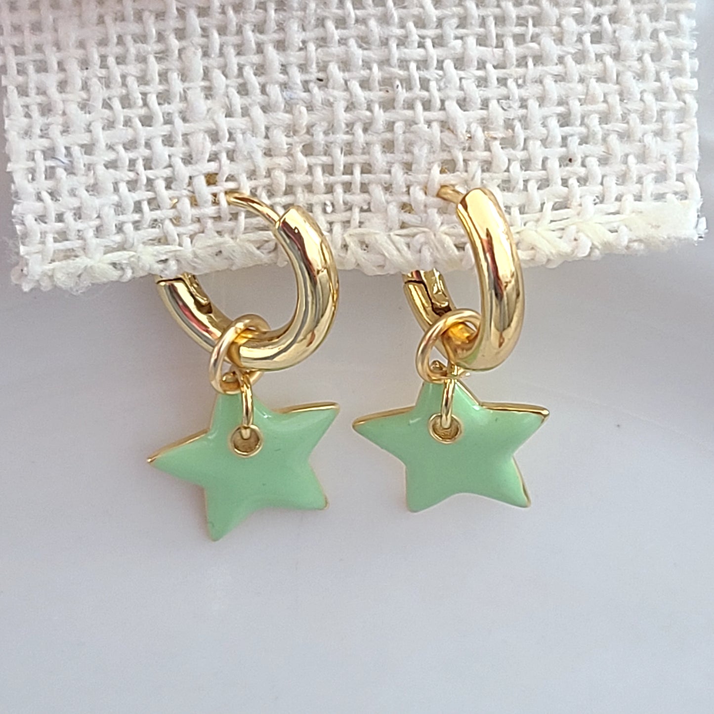 Samantha Huggie Hoop Earrings - Green