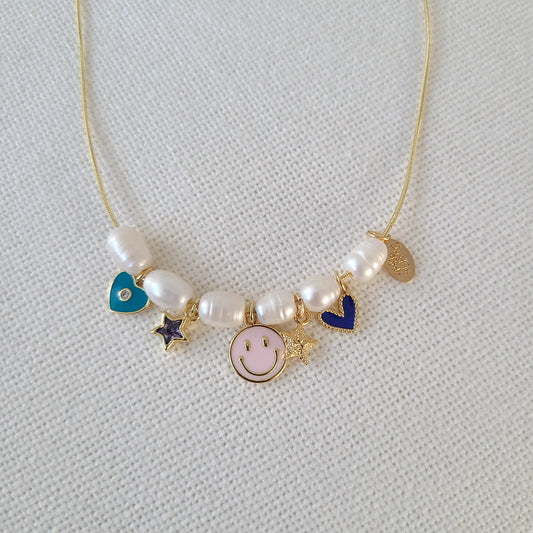 Pearls and Smile Face Charm