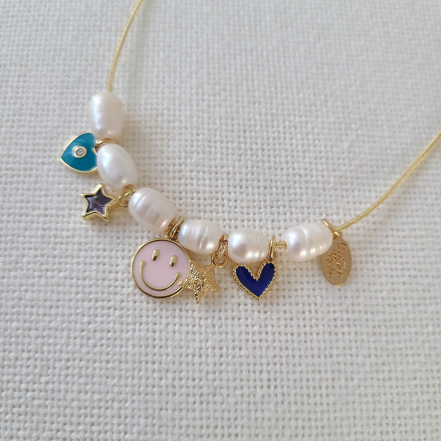 Pearls and Smile Face Charm