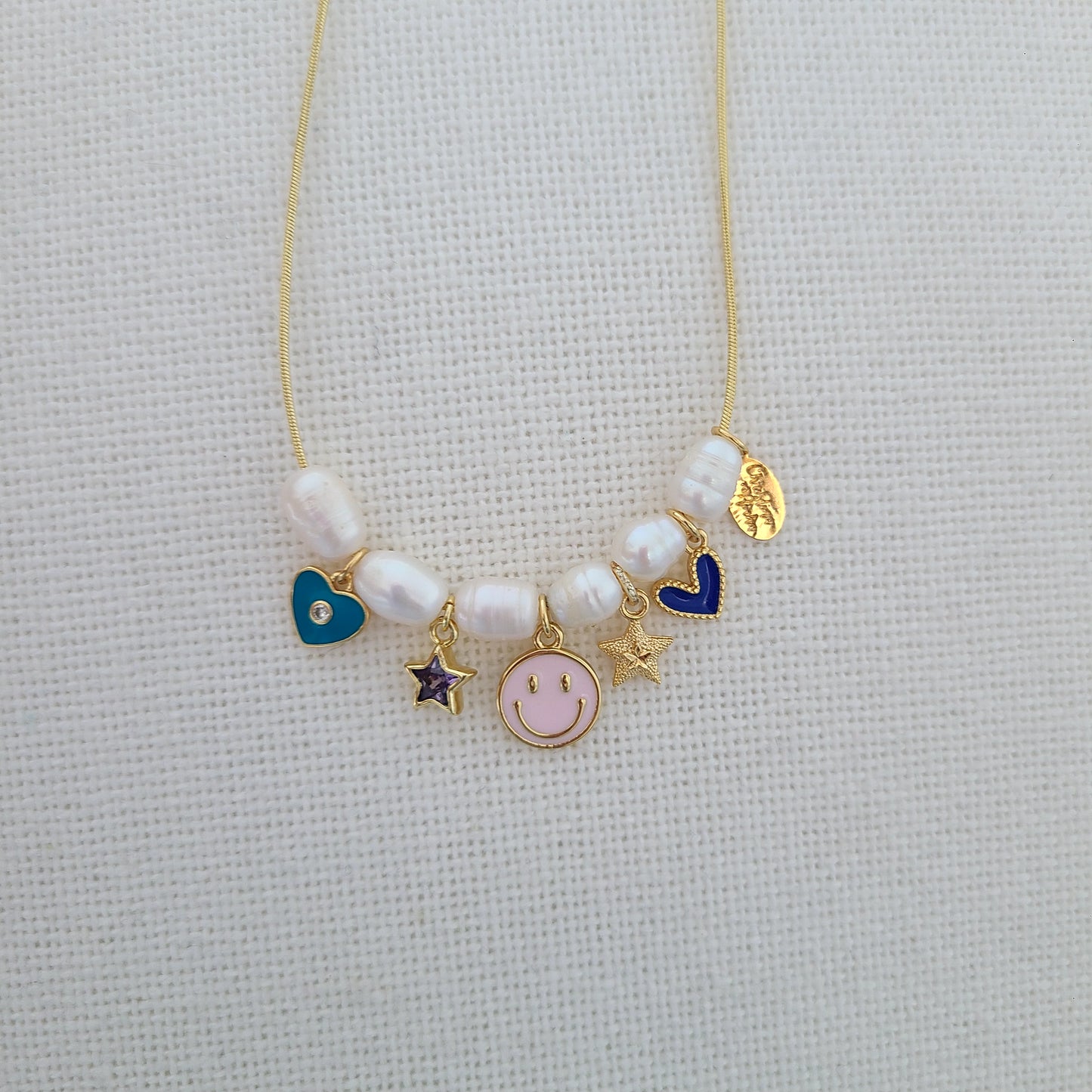 Pearls and Smile Face Charm