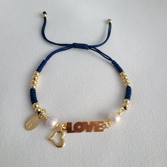 Navy Blue Love & Heart Bracelet