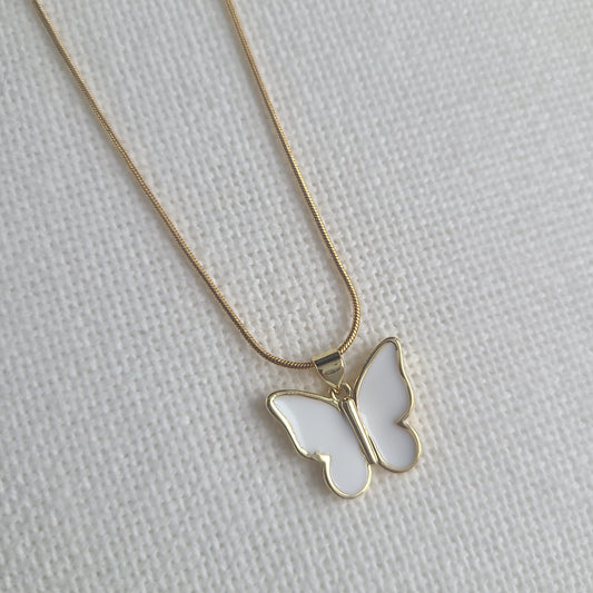 White Butterfly Necklace