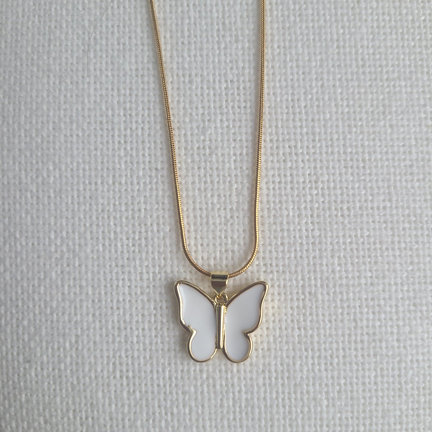 White Butterfly Necklace