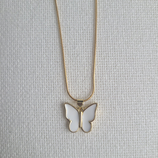 White Butterfly Necklace