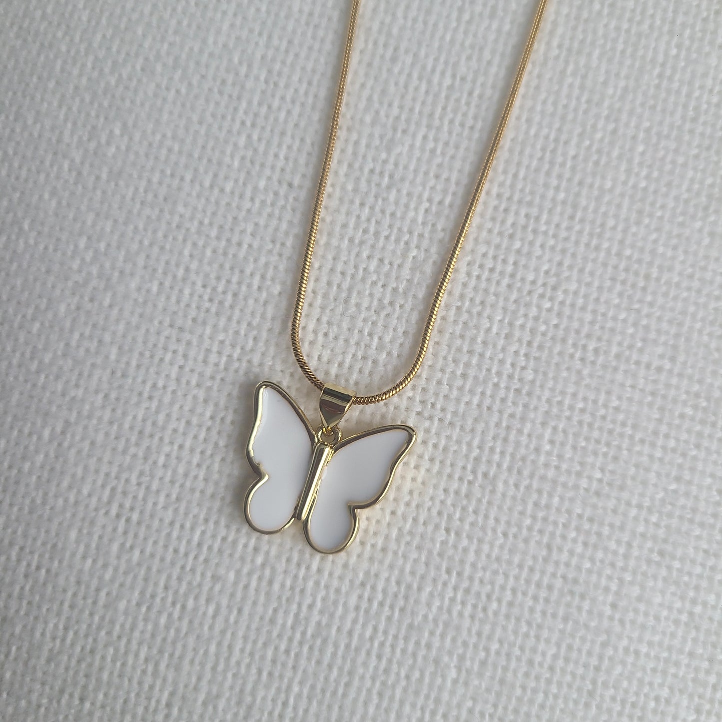 White Butterfly Necklace