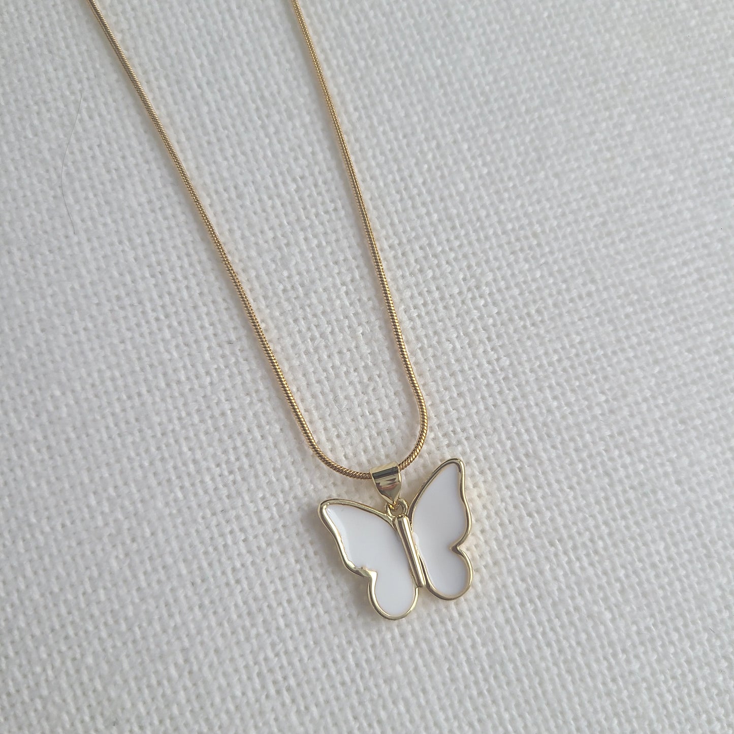 White Butterfly Necklace