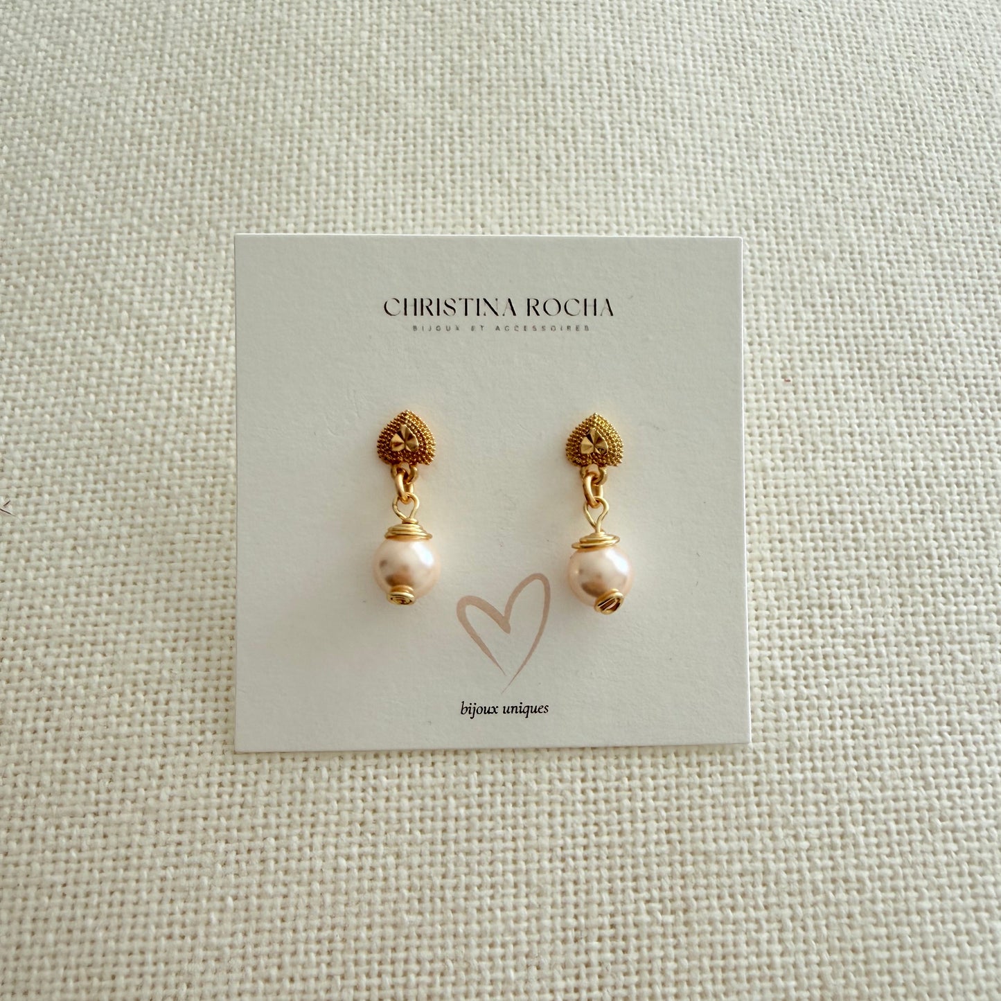Heart Pearl Earrings