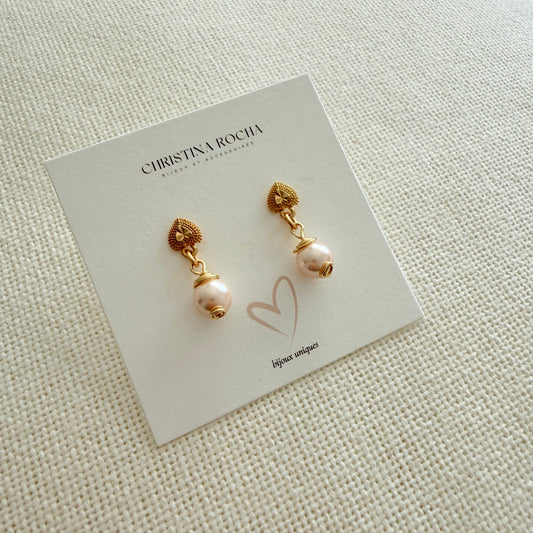 Heart Pearl Earrings