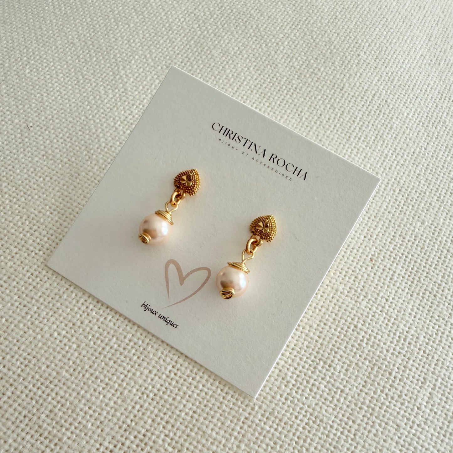 Heart Pearl Earrings