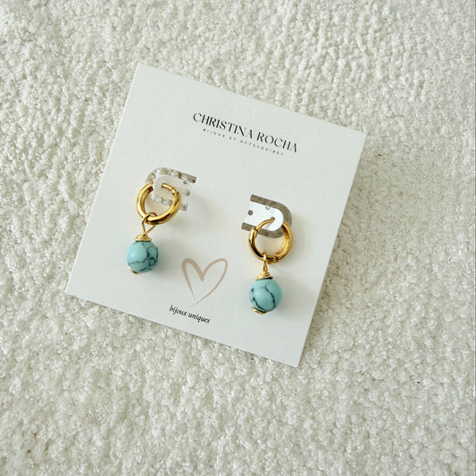 Aqua Hoops Earrings
