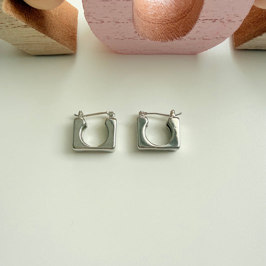 Square Silver Earrings