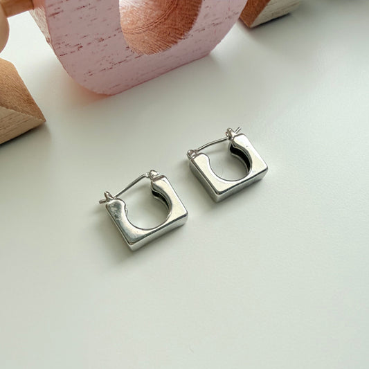 Square Silver Earrings