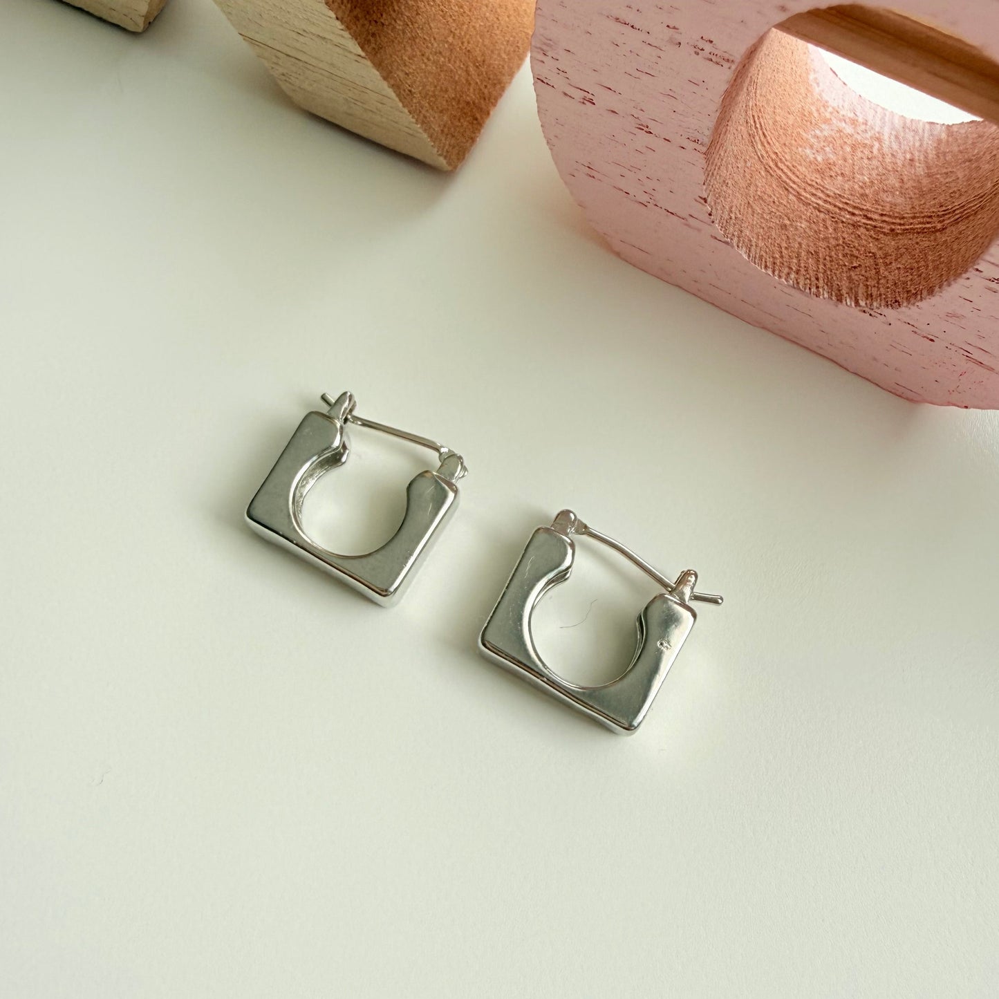 Square Silver Earrings