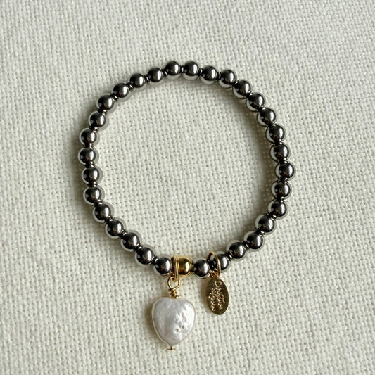 Nacre Heart Silver Bracelet