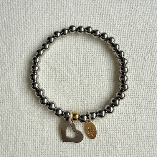 Silver & Silver Heart Bracelet