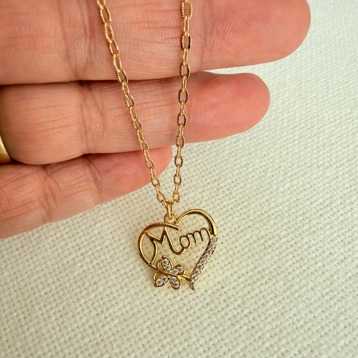 Mom Butterfly Glow Necklace