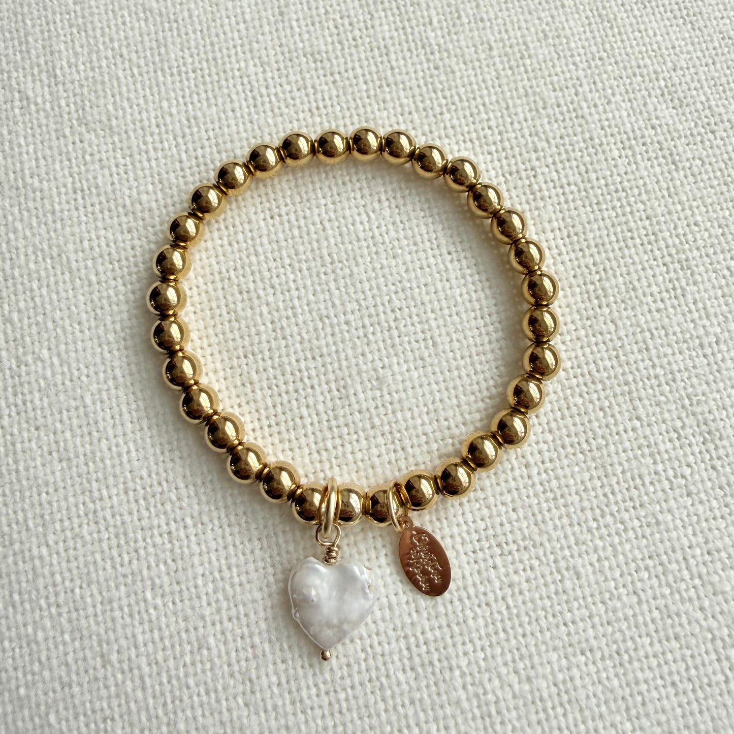 Bracelet Cœur Nacre Doré