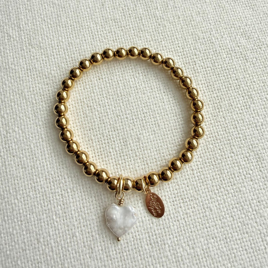 Nacre Heart Gold Bracelet