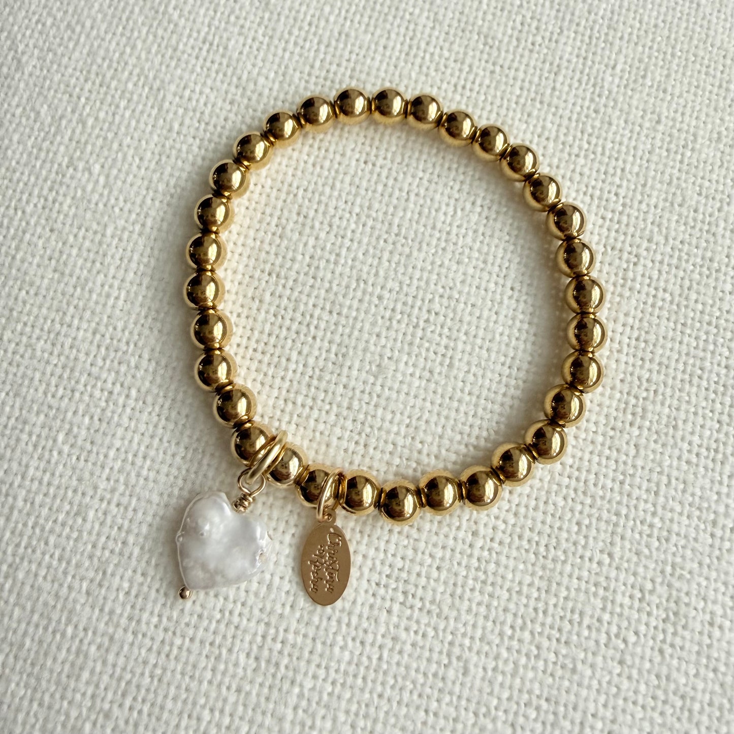 Bracelet Cœur Nacre Doré