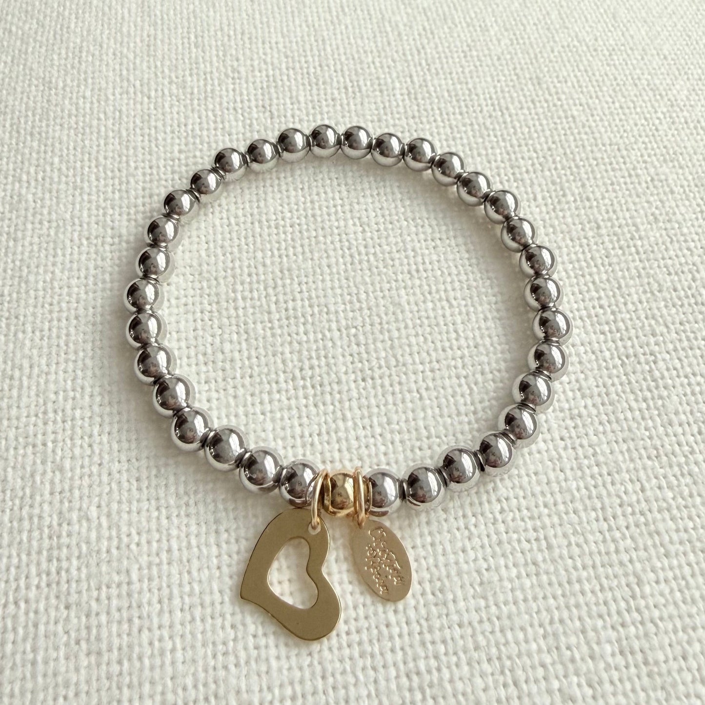 Bracelet Cœur en Argent et Or