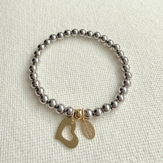 Silver & Gold Heart  Bracelet