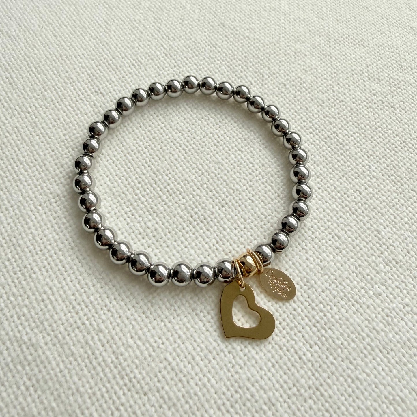 Bracelet Cœur en Argent et Or