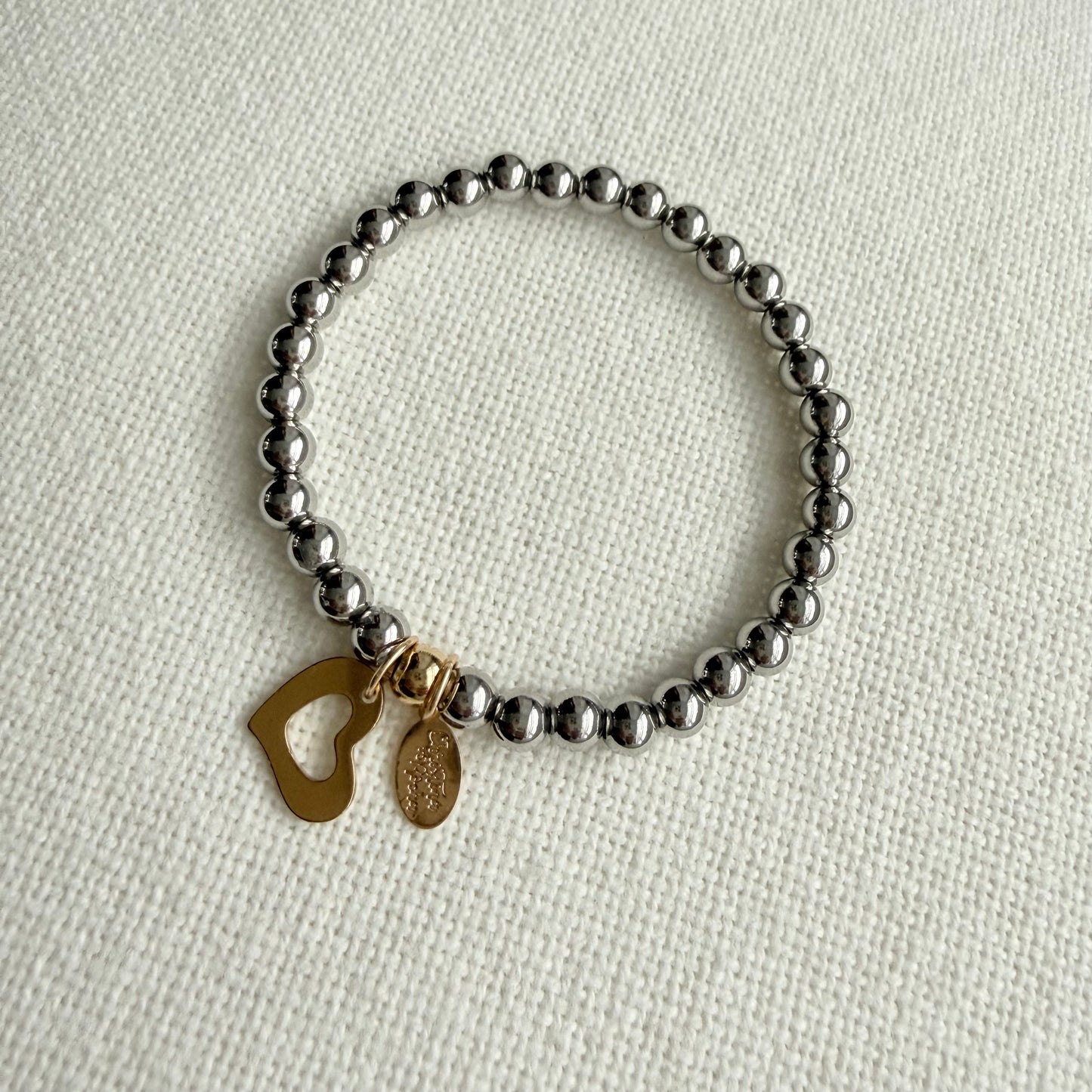 Bracelet Cœur en Argent et Or