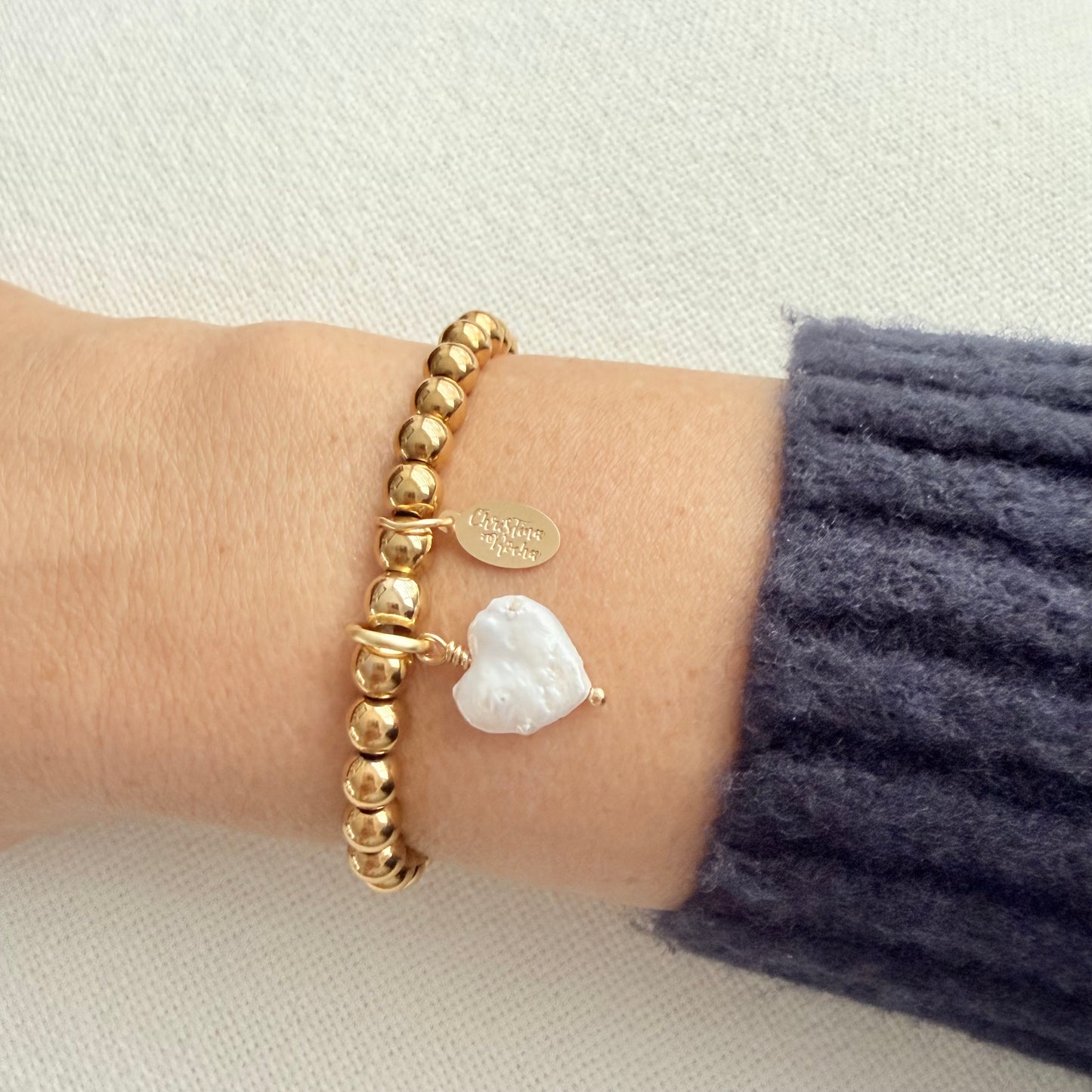 Bracelet Cœur Nacre Doré