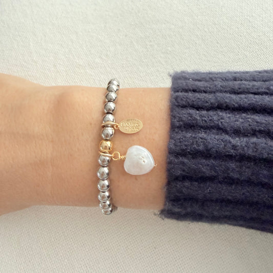 Nacre Heart Silver Bracelet