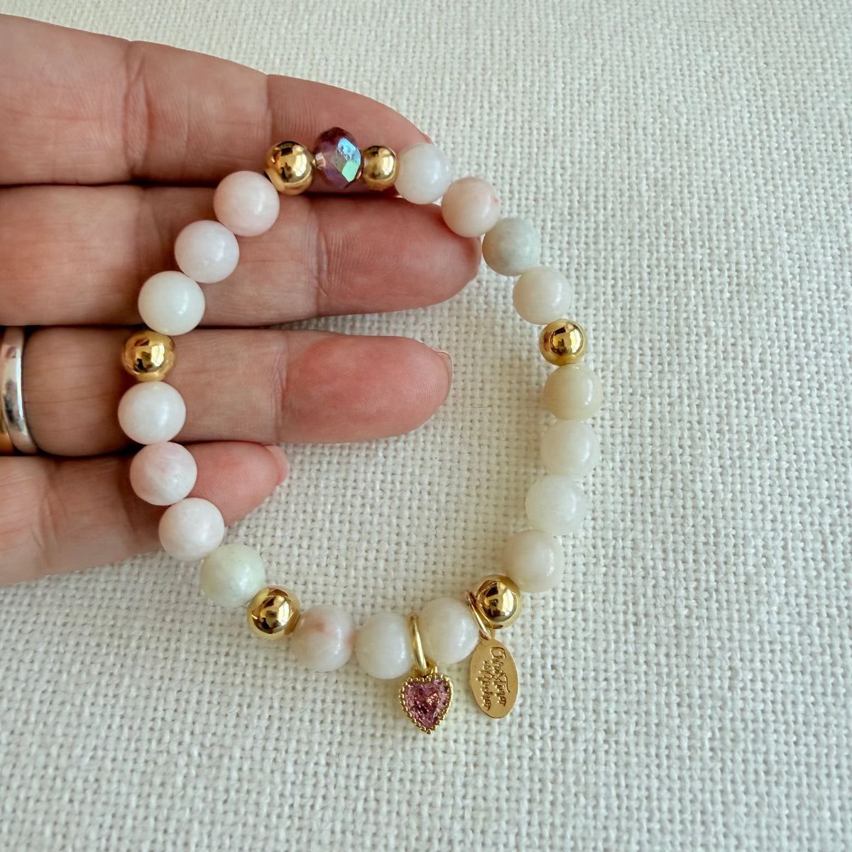 Jade Pink Heart Bracelet