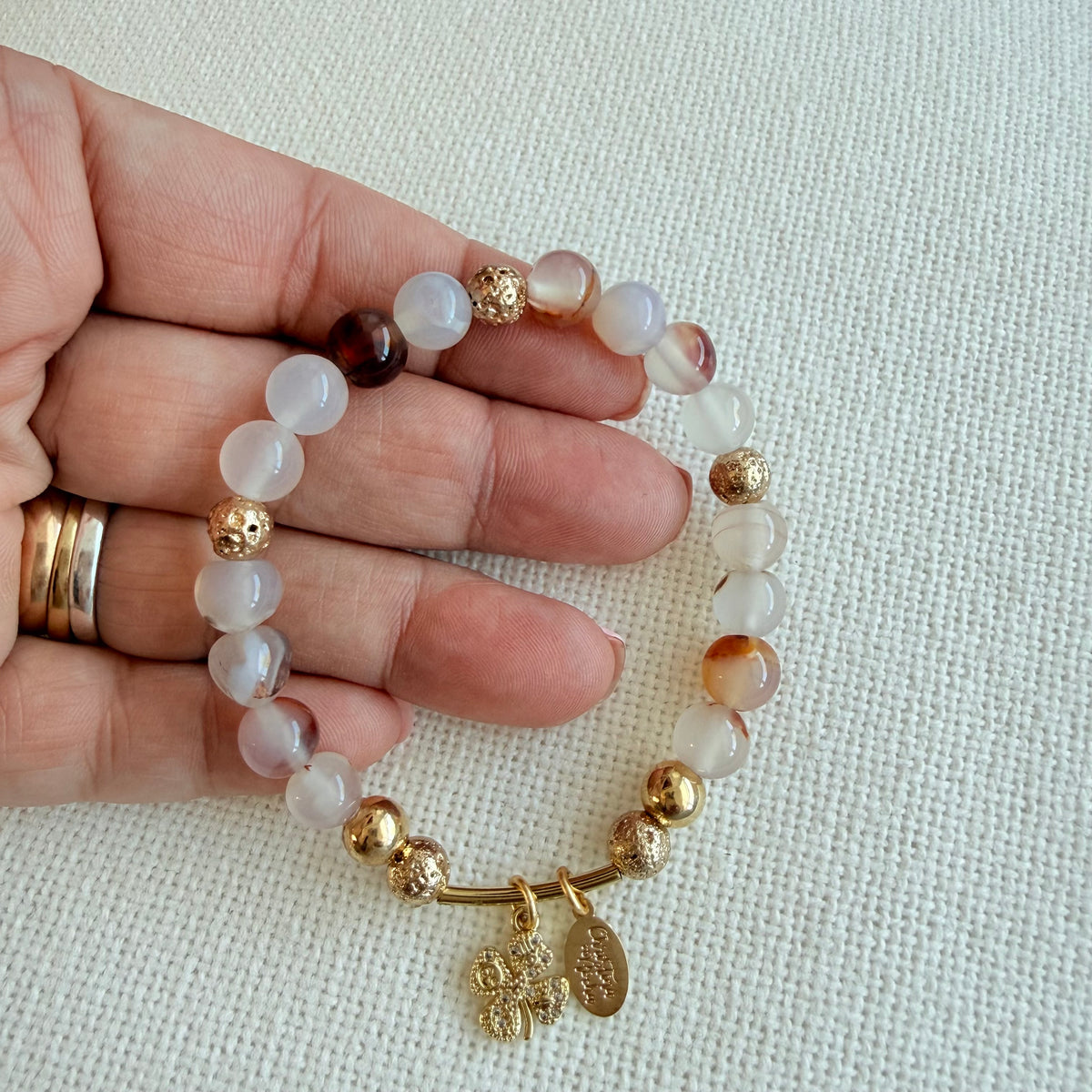 Autumn Agate Clover Bracelet