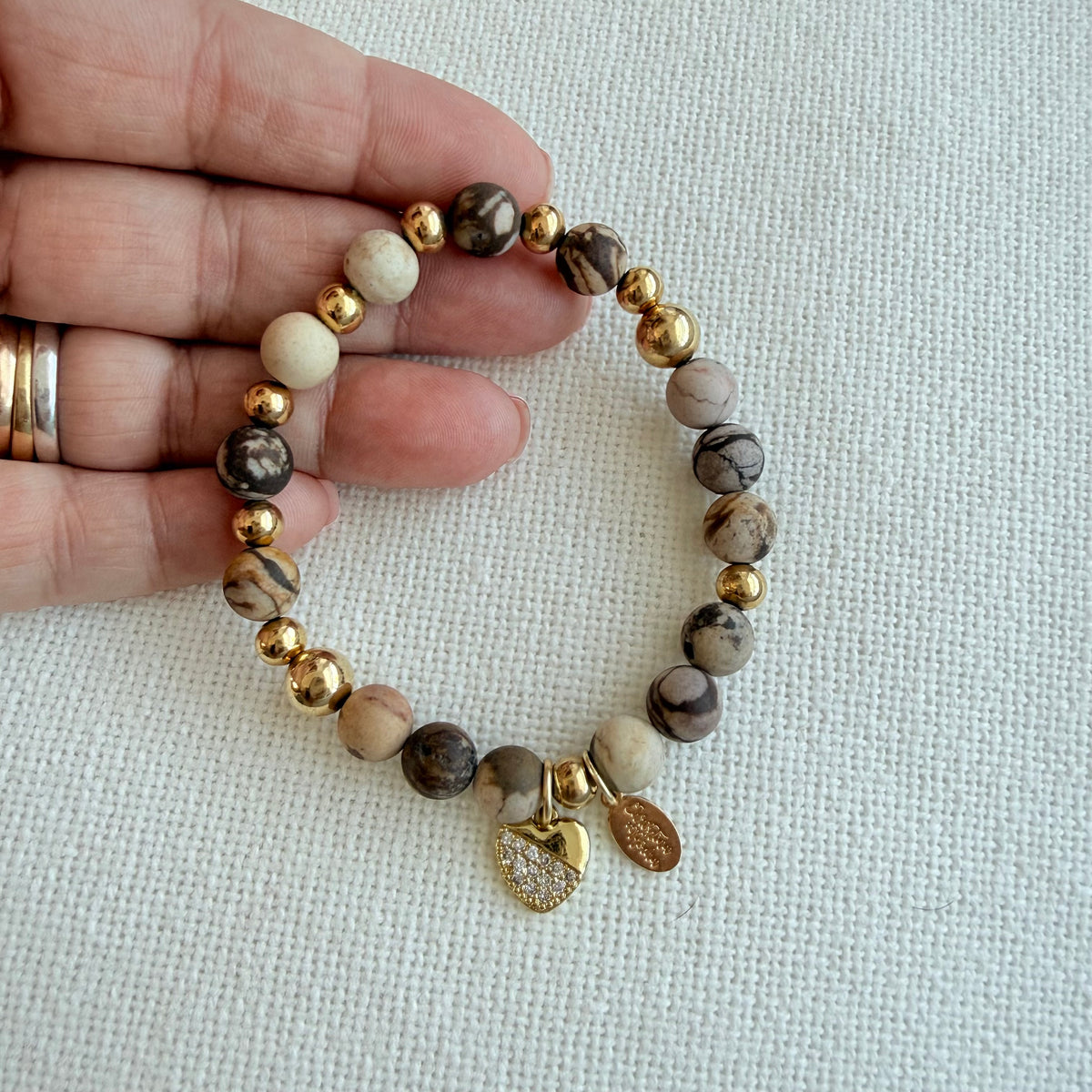 Marbled Jasper Heart Bracelet