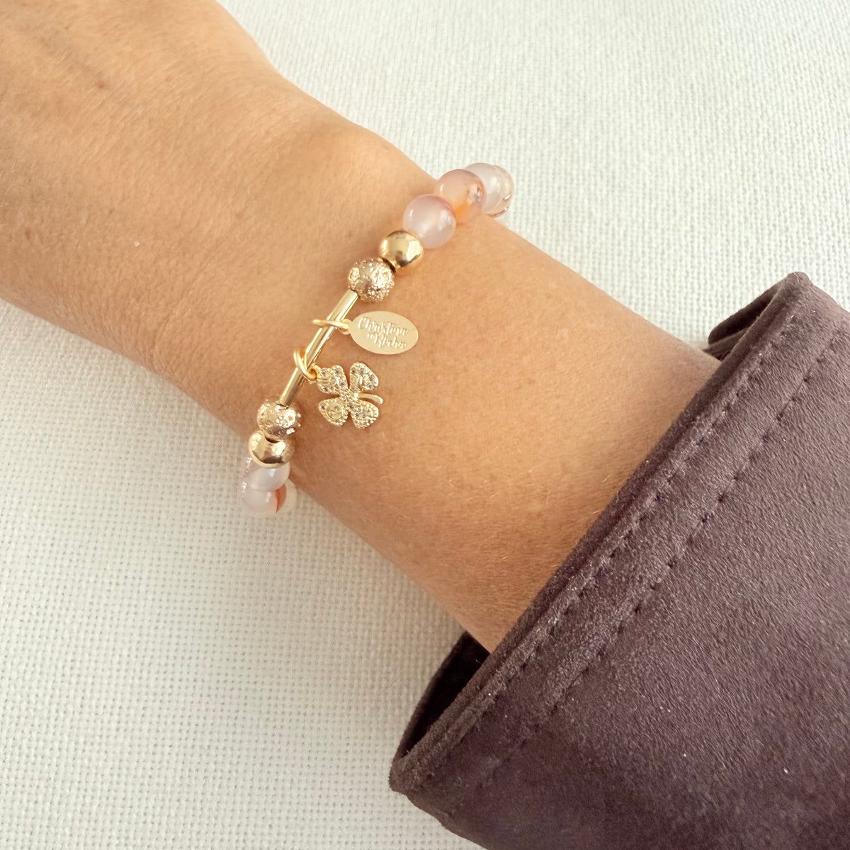 Autumn Agate Clover Bracelet