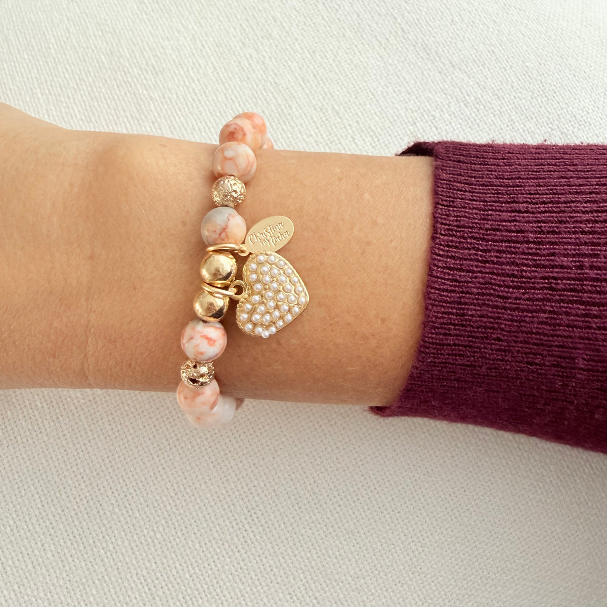 Terracotta Jasper Heart Bracelet