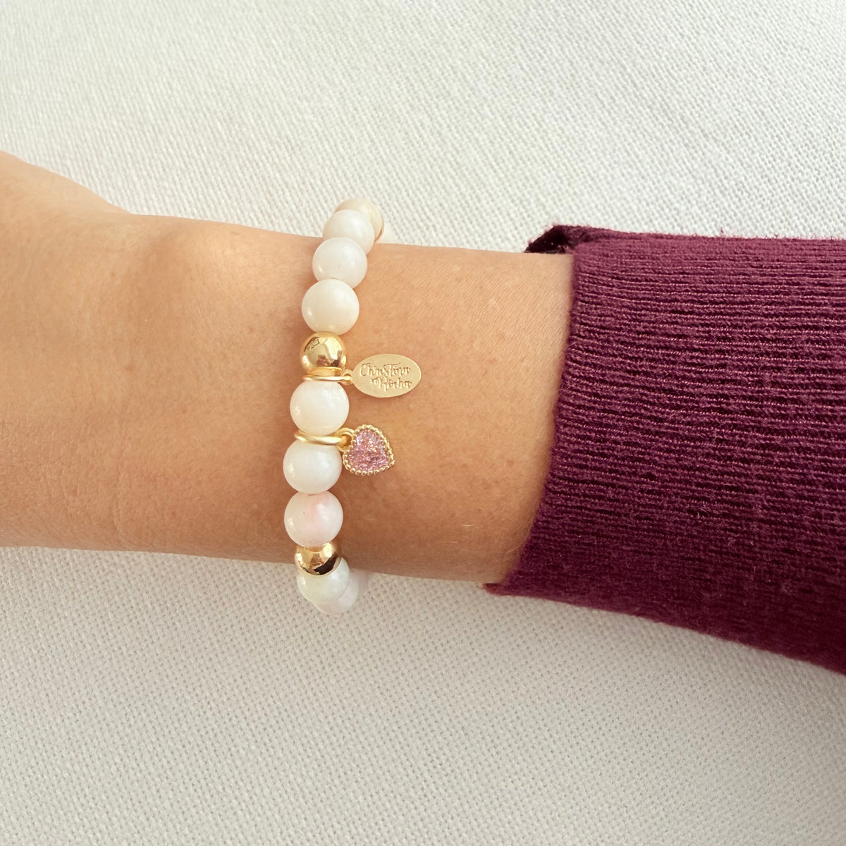 Jade Pink Heart Bracelet