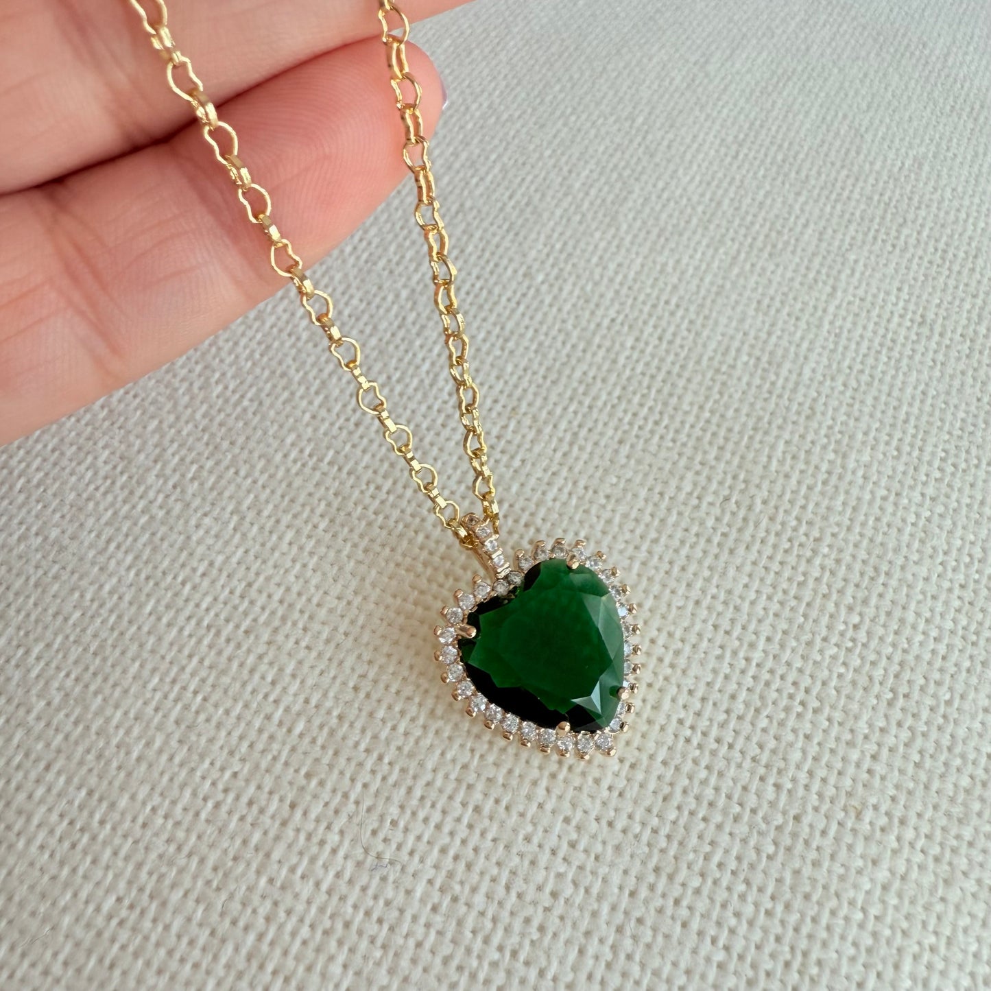 Emerald Green Heart Necklace
